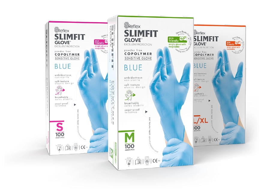 Reflex Slimfit Mavi Copolymer Eldiven X- Large (XL) 100’lü Paket