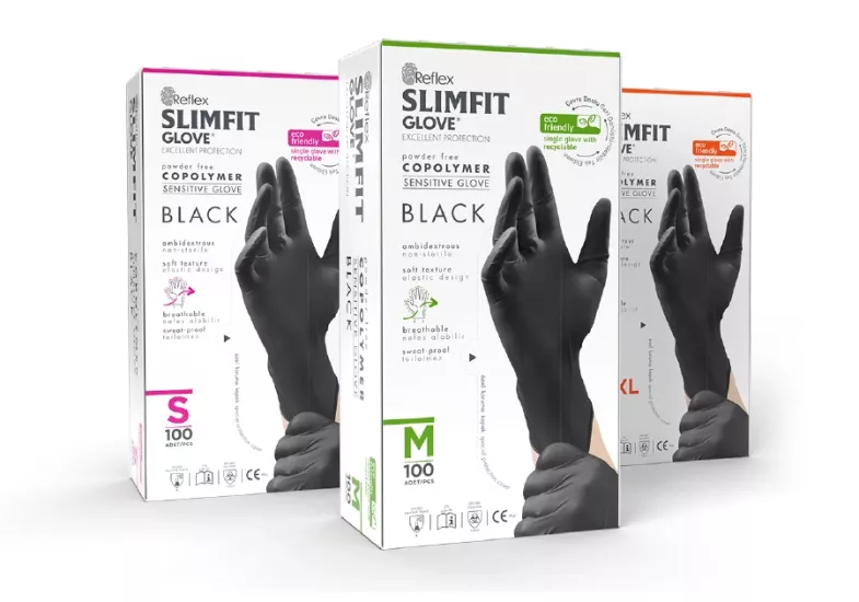 Reflex Slimfit Siyah Copolymer Eldiven Small (S) 100’lü Paket