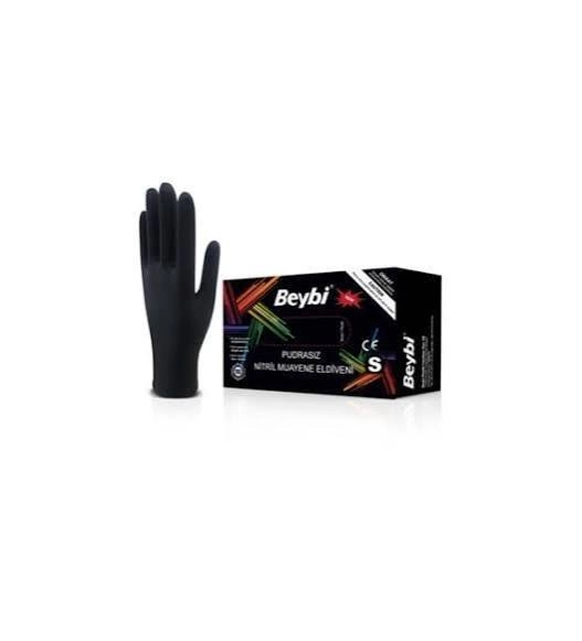 Beybi Pudrasız Siyah Nitril Muayene Eldiveni Small (S) 100’lü Paket