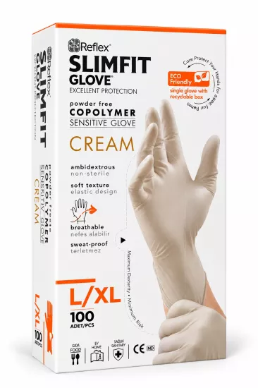 Reflex Slimfit Krem Copolymer Eldiven X-Large (XL) 100’lü Paket