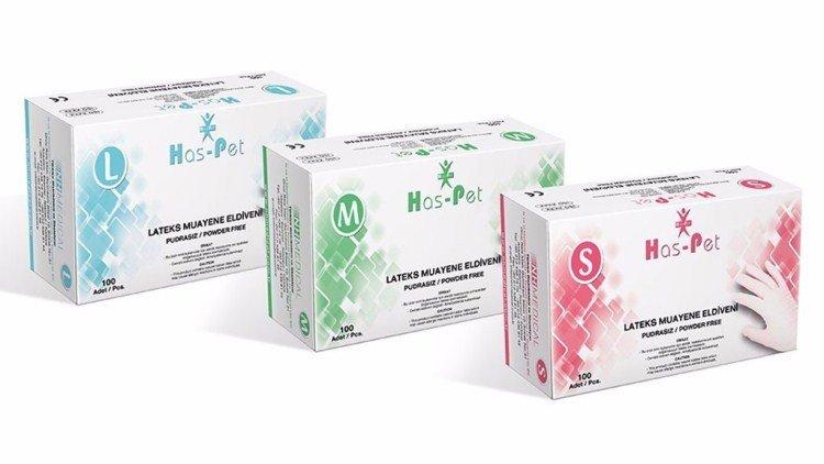 Has-Pet Pudrasız Lateks Eldiven 100’lü Paket S-M-L