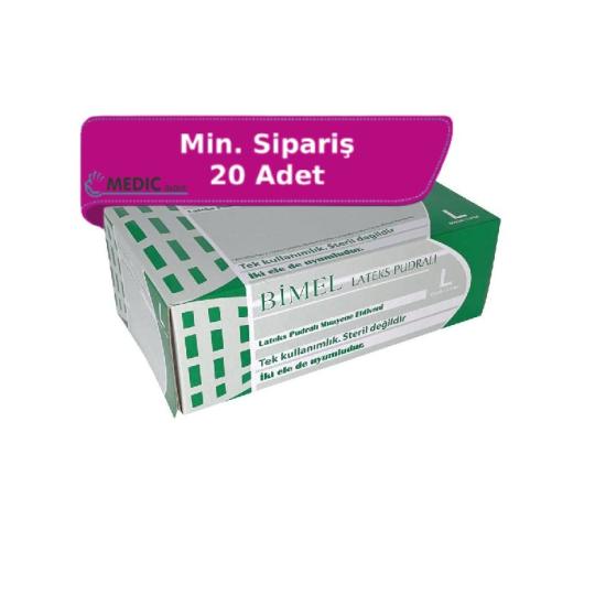 Bimel CoreMed Pudralı Lateks Muayene Eldiveni Large (L) 100’lü Paket