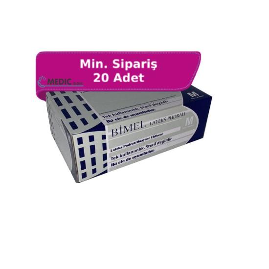 Bimel CoreMed Pudralı Lateks Muayene Eldiveni Medium (M) 100’lü Paket