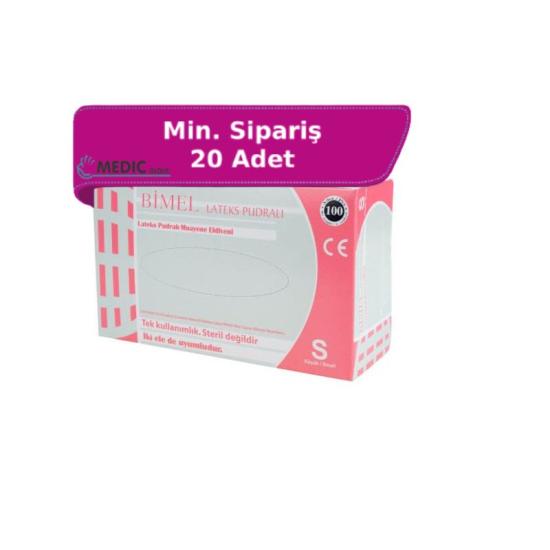 Bimel CoreMed Pudralı Lateks Muayene Eldiveni Small (S) 100’lü Paket
