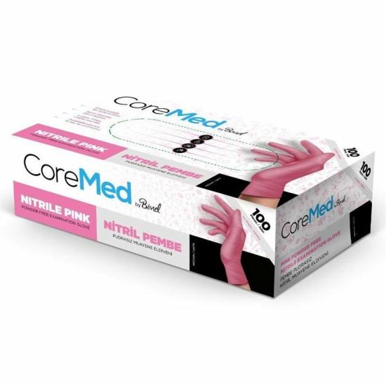 Bimel CoreMed Pembe Nitril Muayene Eldiveni Small (S) 100’lü Paket
