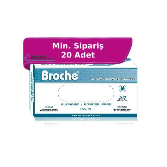 Broche Pudrasız Lateks Muayene Eldiveni Medium (M) 100’lü Paket