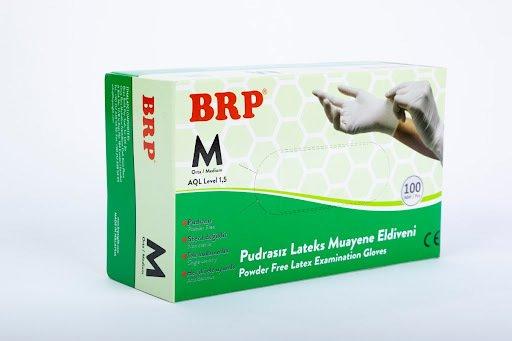 BRP Pudrasız Lateks Muayene Eldiveni Medium (M) 100’lü Paket