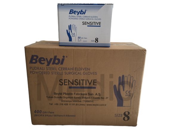 Beybi Sensitive Pudralı Steril Cerrahi Eldiven No: 8 50 Çift