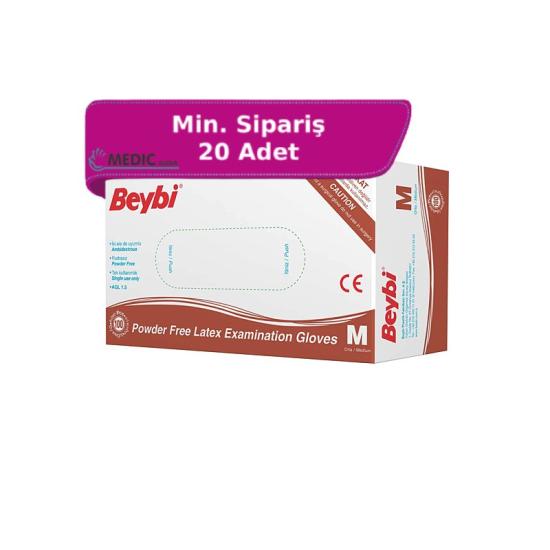 Beybi Pudrasız Lateks Muayene Eldiveni Medium (M) 100’lü Paket
