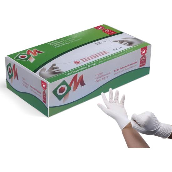 OM Pudralı Lateks Eldiven XL 100’lü Paket