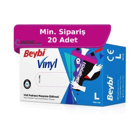 Beybi Pudrasız Vinil Muayene Eldiveni Large (L) 100’lü Paket