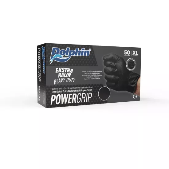 Dolphin PowerGrip Siyah Nitril Eldiven X-Large (XL) 50’li Paket