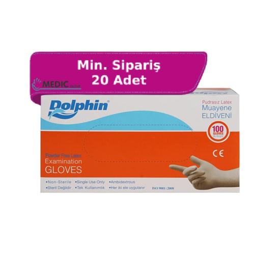 Dolphin Pudrasız Lateks Muayene Eldiveni Medium (M) 100’lü Paket
