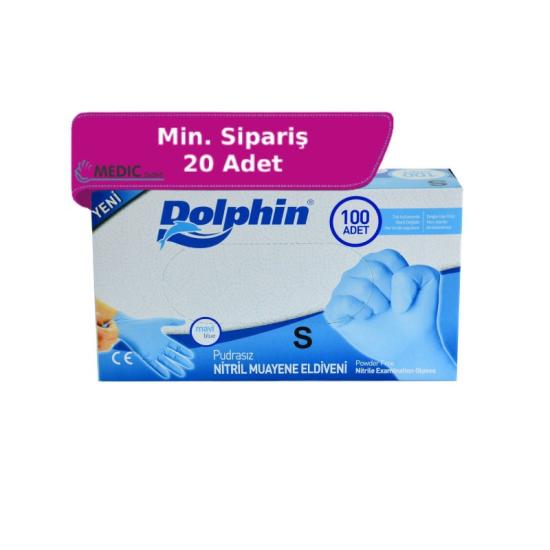 Dolphin Mavi Nitril Muayene Eldiveni Small (S) 100’lü Paket
