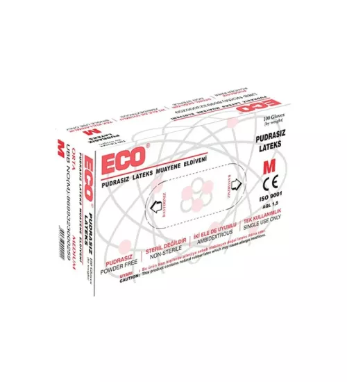 ECO Pudrasız Lateks Muayene Eldiveni Medium (M) 100’lü Paket