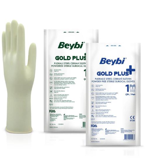 Beybi Gold Plus Steril Pudralı Cerrahi Eldiven No: 6,5