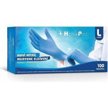 Has-Pet Mavi Nitril Muayene Eldiveni Large (L) 100’lü Paket