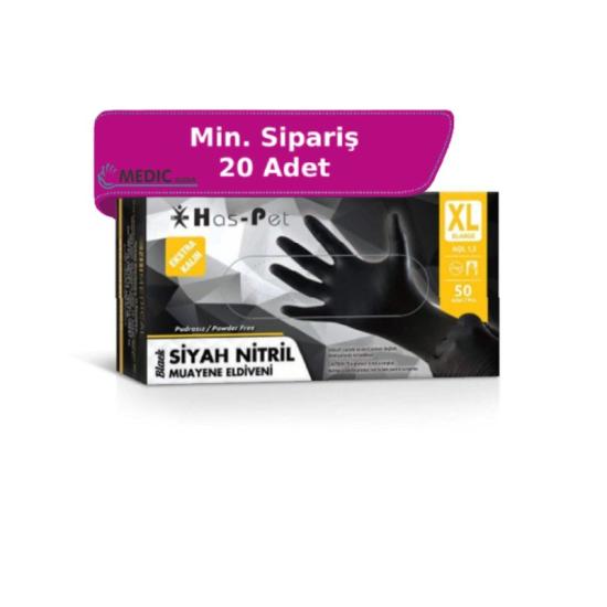 Has-Pet Ekstra Kalın Siyah Nitril Eldiven X-Large (XL) 50’li Paket