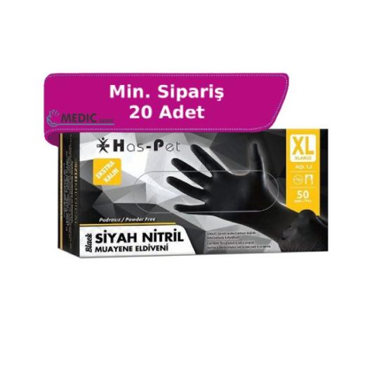Has-Pet Siyah Nitril Eldiven XL 100’lü Paket