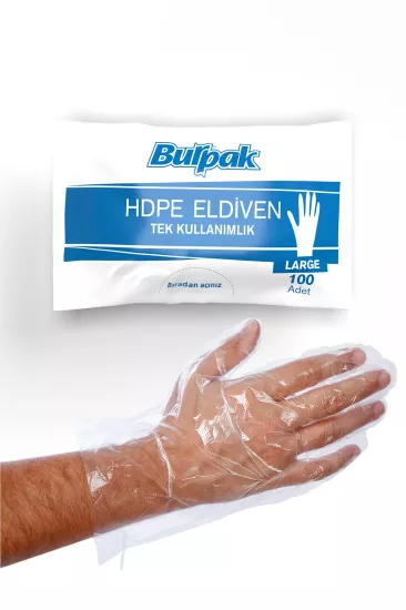 Burpak Şeffaf HDPE Eldiven Large (L) 100’lü Paket