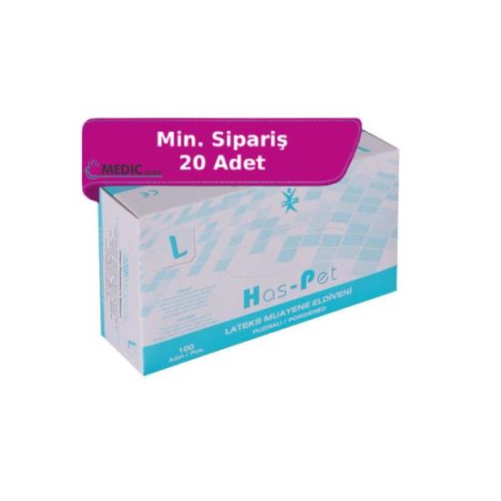 Has-Pet Pudralı Lateks Muayene Eldiveni Large (L) 100’lü Paket