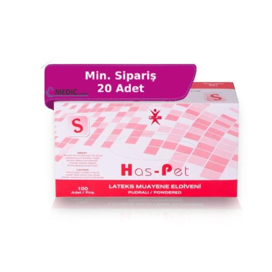 Has-Pet Pudralı Lateks Muayene Eldiveni Small (S) 100’lü Paket