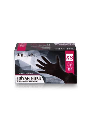 Has-Pet Siyah Nitril Eldiven XS 100’lü Paket