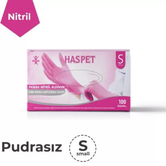 Has-Pet Pembe Nitril Muayene Eldiveni Small (S) 100’lü Paket