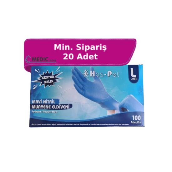 Has-Pet Ekstra Kalın Mavi Nitril Eldiven Large (L) 100’lü Paket
