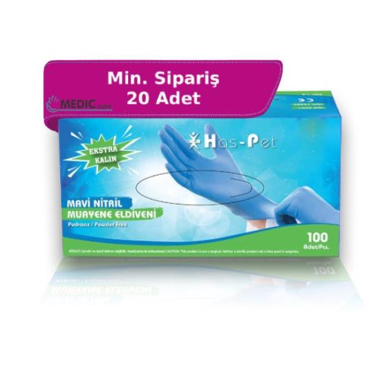 Has-Pet Ekstra Kalın Mavi Nitril Eldiven X-Large (XL) 100’lü Paket