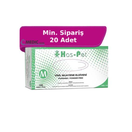 Has-Pet Pudrasız Vinil Muayene Eldiveni Medium (M) 100’lü Paket