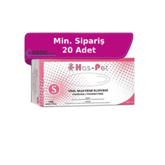 Has-Pet Pudrasız Vinil Muayene Eldiveni Small (S) 100’lü Paket
