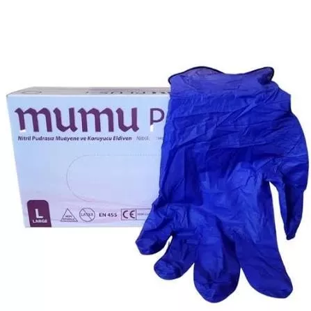 Mumu Plus Koyu Mavi Nitril Muayene Eldiveni Small (S) 100’lü Paket