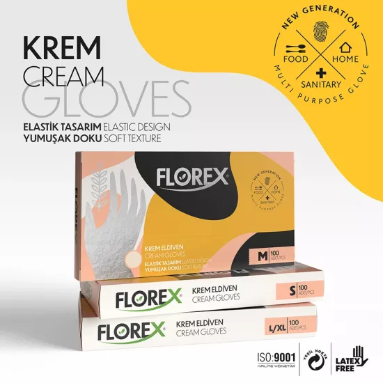 Reflex Florex Pudrasız Krem TPE Eldiven Small (S) 100’lü Paket
