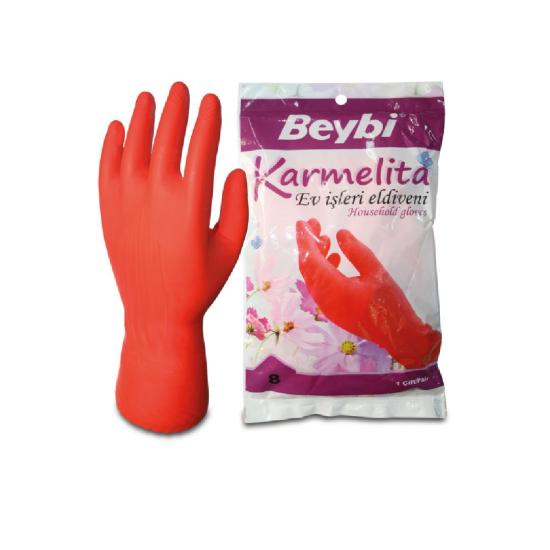 Beybi Karmelita Kırmızı Lateks Bulaşık Eldiveni