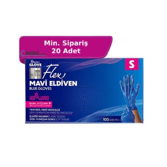 Reflex Flex Hi-Tech Mavi TPE Eldiven Small (S) 100’lü Paket