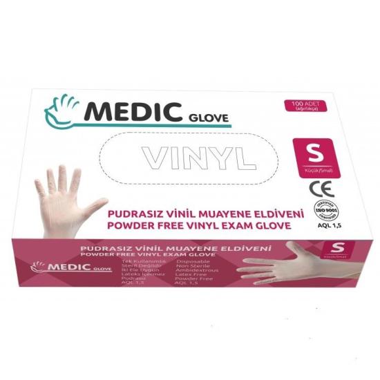 Medic Glove Pudrasız Vinil Muayene Eldiveni Small (S) 100’lü Paket