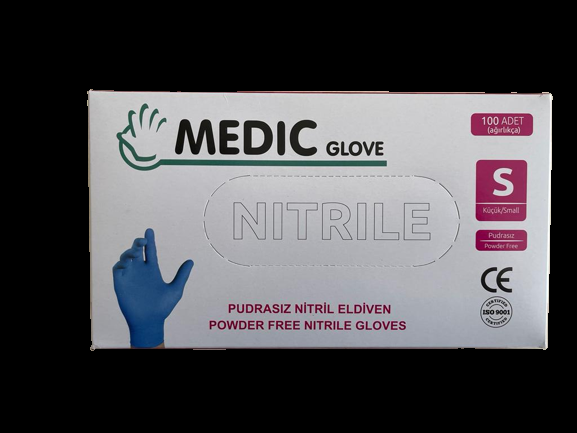 Medic Glove Mavi Nitril Muayene Eldiveni Small (S) 100’lü Paket