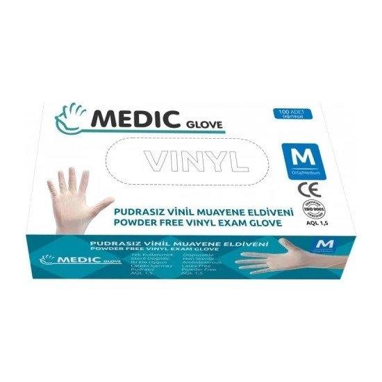 Medic Glove Pudrasız Vinil Muayene Eldiveni Medium (M) 100’lü Paket
