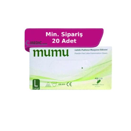 Mumu Pudrasız Lateks Muayene Eldiveni Large (L) 100’lü Paket