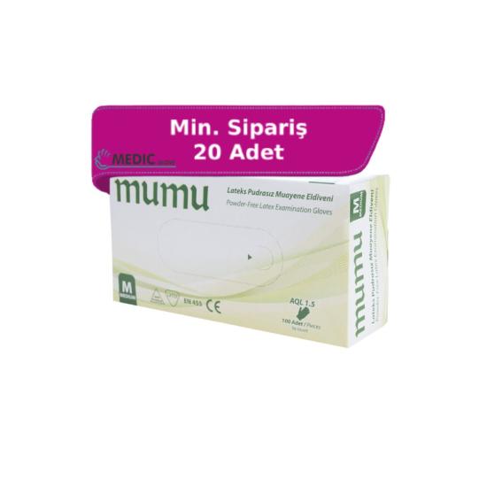 Mumu Pudrasız Lateks Muayene Eldiveni Medium (M) 100’lü Paket