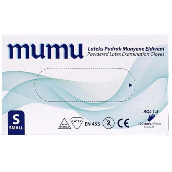 Mumu Pudralı Lateks Muayene Eldiveni Small (S) 100’lü Paket