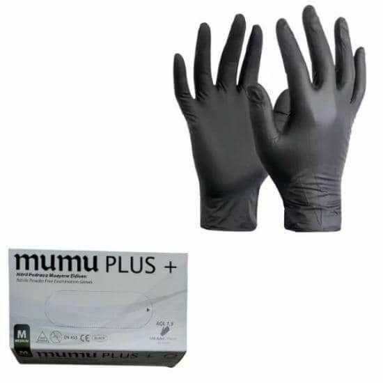 Mumu Siyah Nitril Muayene Eldiveni Small (S) 100’lü Paket
