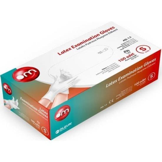 OM Pudrasız Lateks Eldiven Small (S) 100’lü Paket