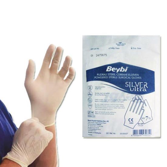 Beybi Silver Ultra Steril Pudralı Cerrahi Eldiven No: 8