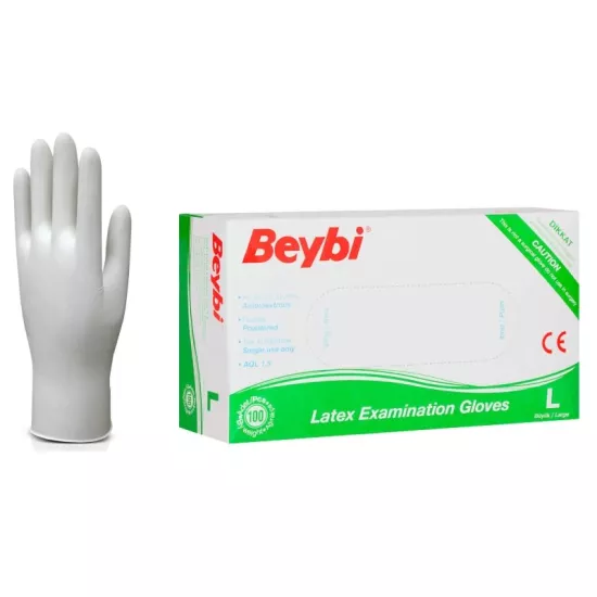 Beybi Pudralı Lateks Muayene Eldiveni Large (L) 100’lü Paket