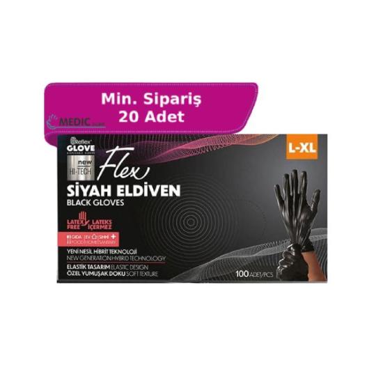 Reflex Flex Hi-Tech Siyah TPE Eldiven Large (L) / X-Large (XL) 100’lü Paket