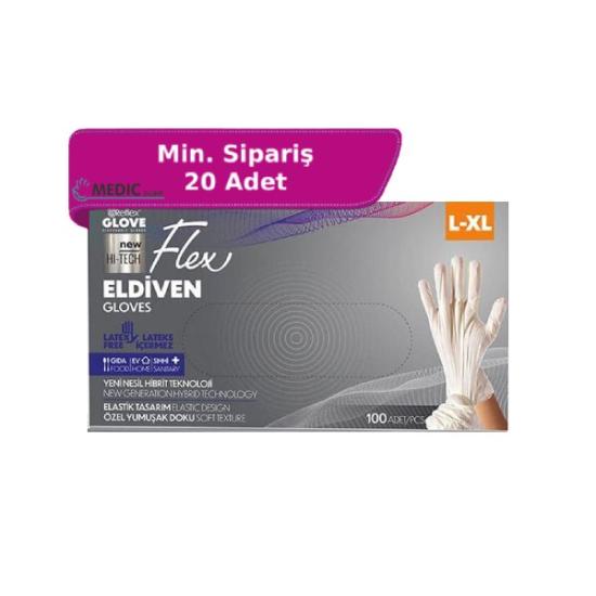 Reflex Flex Hi-Tech Pudrasız Krem TPE Eldiven Large (L) / X-Large (XL) 100’lü Paket