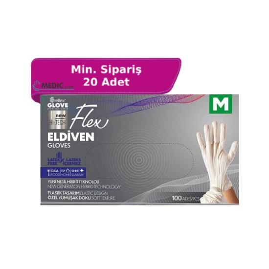 Reflex Flex Hi-Tech Pudrasız Krem TPE Eldiven Medium (M) 100’lü Paket