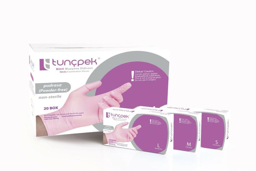 Tunçpek Pembe Nitril Eldiven Medium (M) 100’lü Paket
